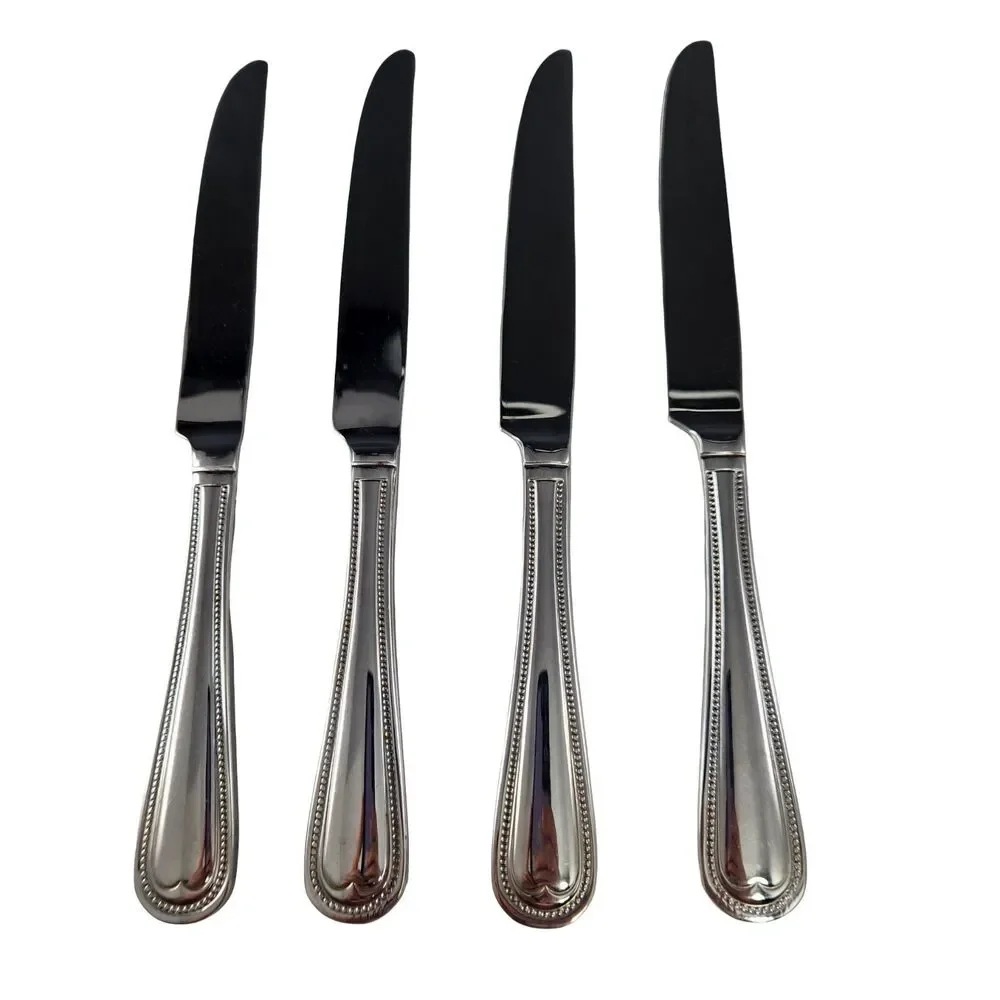 REED & BARTON Set 4 Knives HAMILTON ENGLISH GENTRY Stainless Knife Elegant Bead